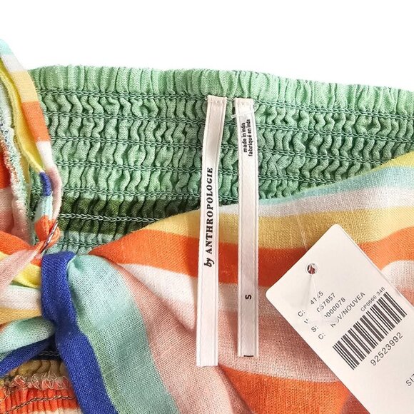 Anthropologie Linen Blend Twist Front Crop Top Size Small Striped NWT - Picture 6 of 6